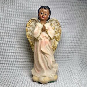 Greenbrier Afro-American Choir Angel Polystone Figurine Pink Gold Trim